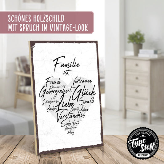 Holzschild mit Spruch - Familie Zuhause Glück Freude – HS-GH-00417