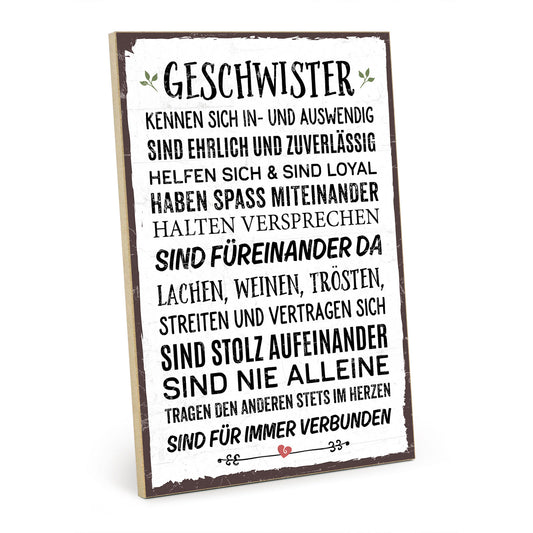 Holzschild mit Spruch - Geschwister kennen sich – HS-GH-00420