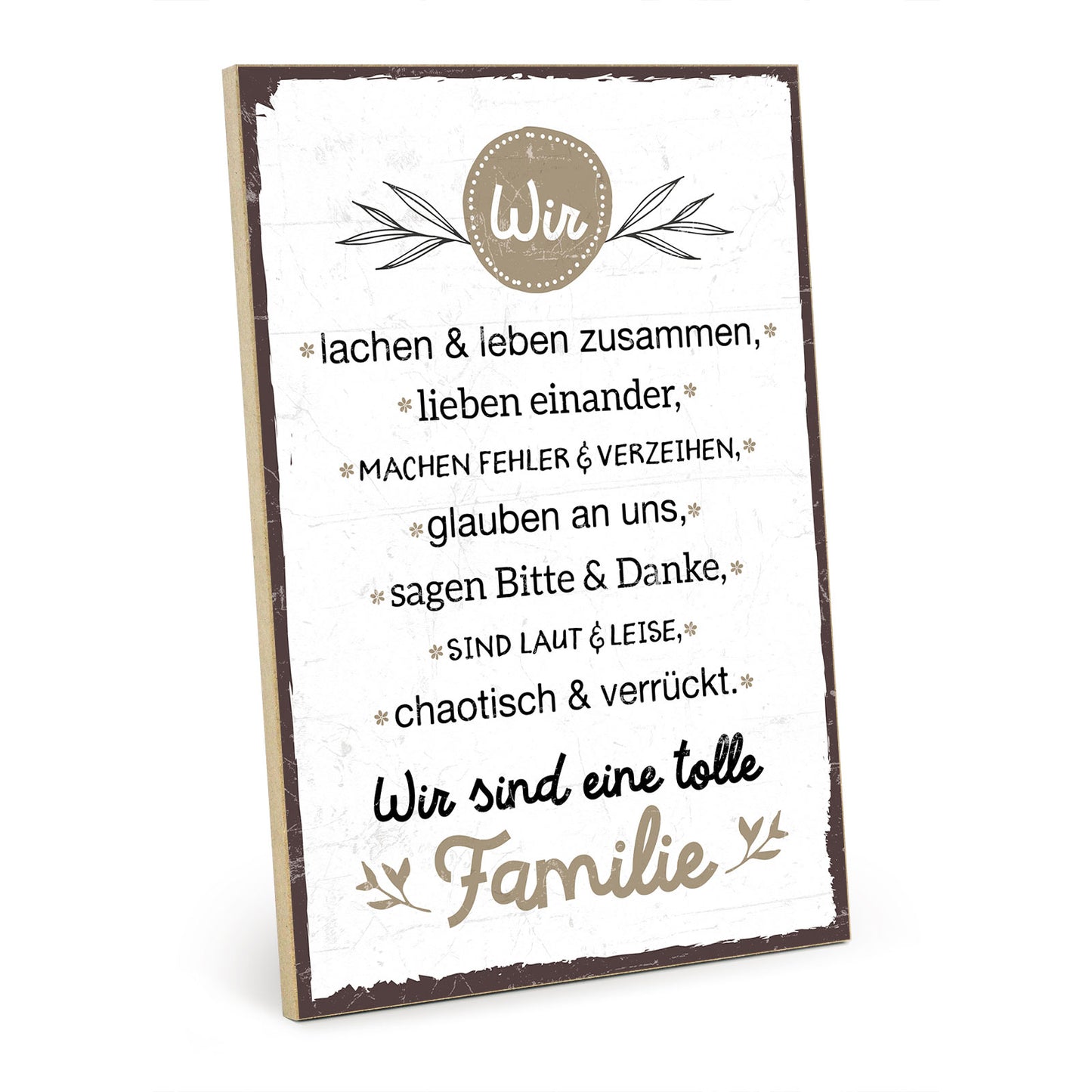 Holzschild mit Spruch - Zusammen lachen und leben – HS-GH-00508