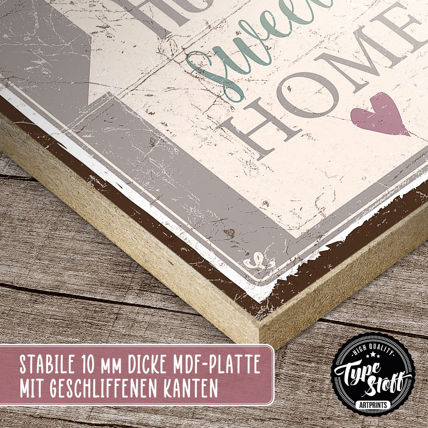 Holzschild mit Spruch - Zuhause - Home sweet home – HS-QN-00526