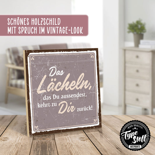 Holzschild mit Spruch - Hygge - Dein Lächeln kehrt zurück – HS-QN-00540