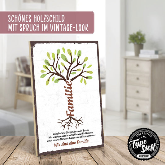 Holzschild mit Spruch - Familie - wie Zweige an einem Baum – HS-GH-00559