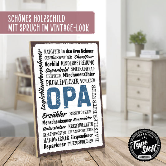 Holzschild mit Spruch - Opa wordcloud – HS-GH-00586