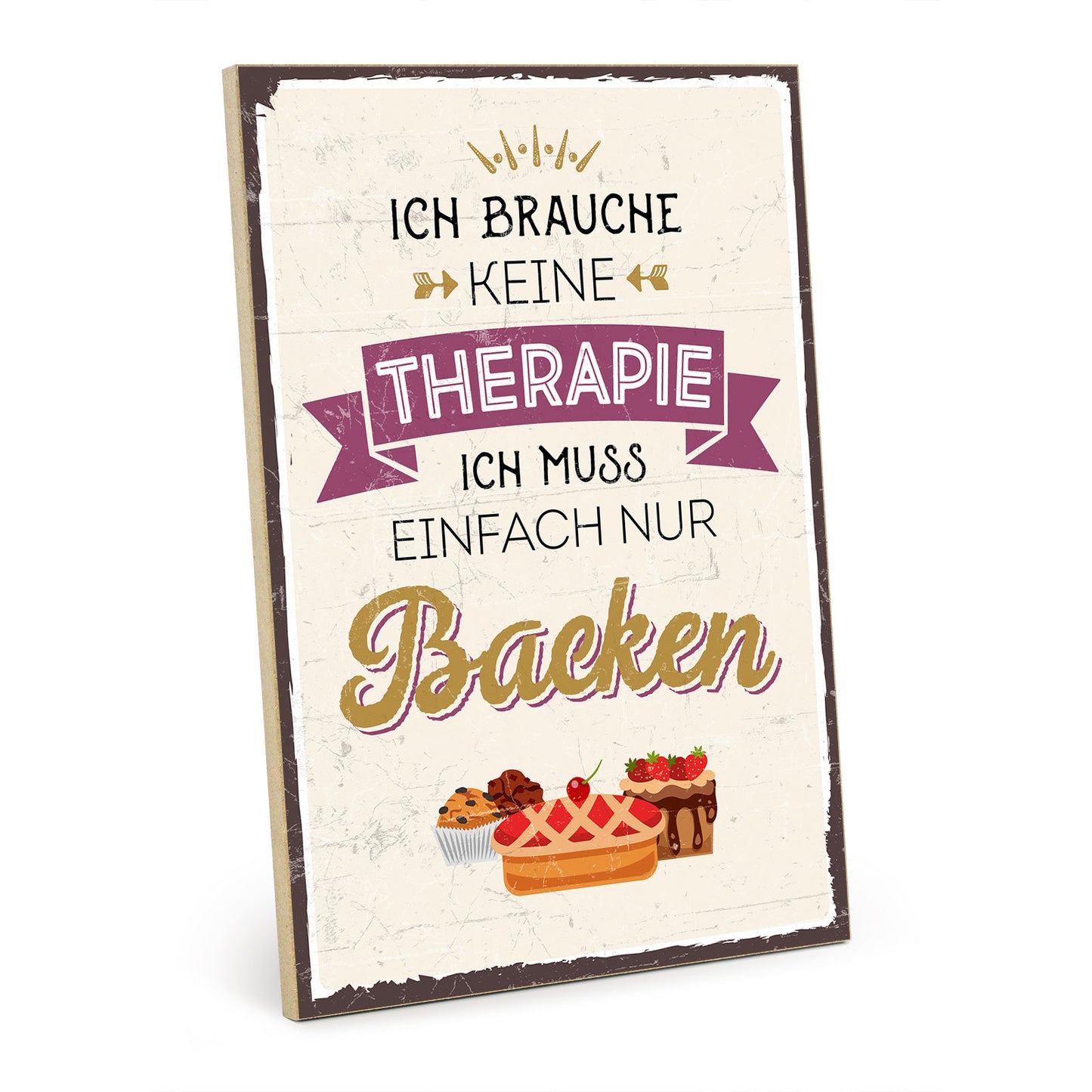 Holzschild mit Spruch - Küche- Therapie - Backen – HS-GH-00634