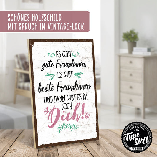 Holzschild mit Spruch - Gute und beste Freundinnen – HS-GH-00672