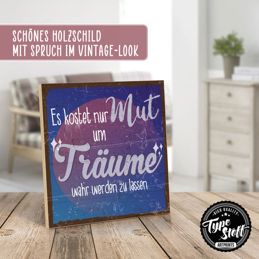 Holzschild mit Spruch - Hygge - Es kostet nur Mut – HS-QN-00703