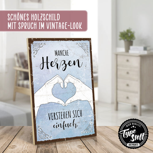 Holzschild mit Spruch - Freunde - Herzen verstehen sich – HS-GH-00829