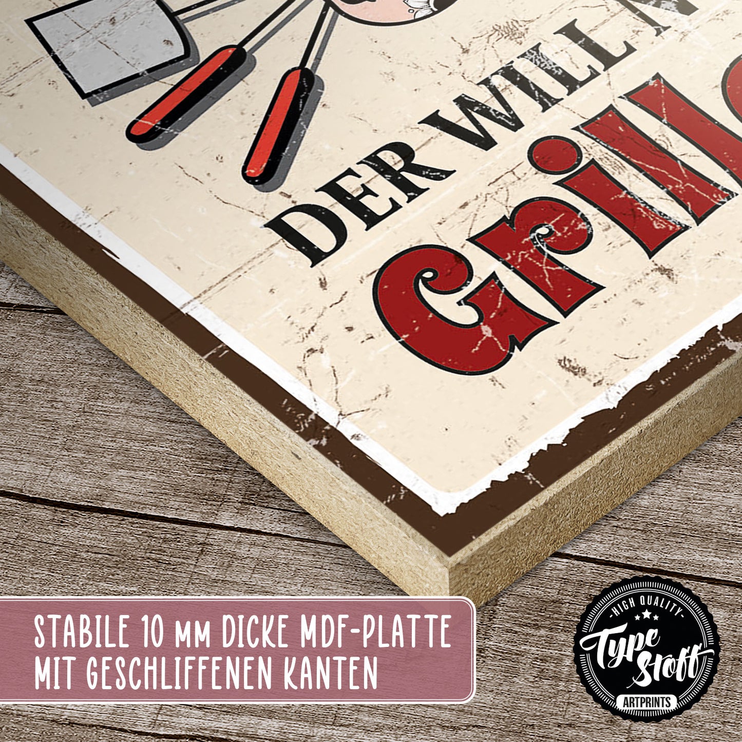 Holzschild mit Spruch - Grillen - der tut nix – HS-GH-00832