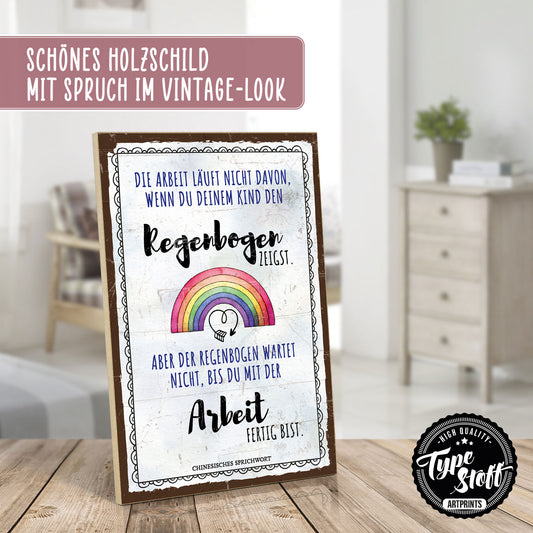 Holzschild mit Spruch - Kind Regenbogen zeigen – HS-GH-00906