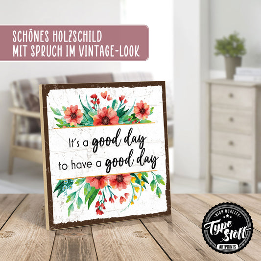 Holzschild mit Spruch - Hygge - A good day – HS-QN-00939