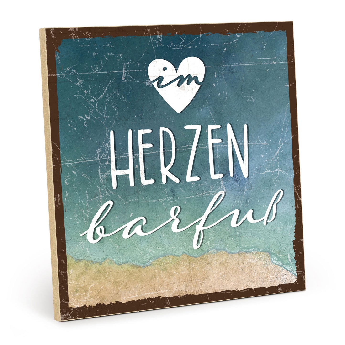 Holzschild mit Spruch - Hygge - Im Herzen Barfuß – HS-QN-00950