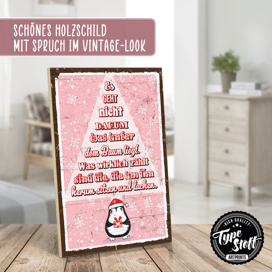 Holzschild mit Spruch - Weihnachten - Wer um den Baum sitzt – HS-GH-01042