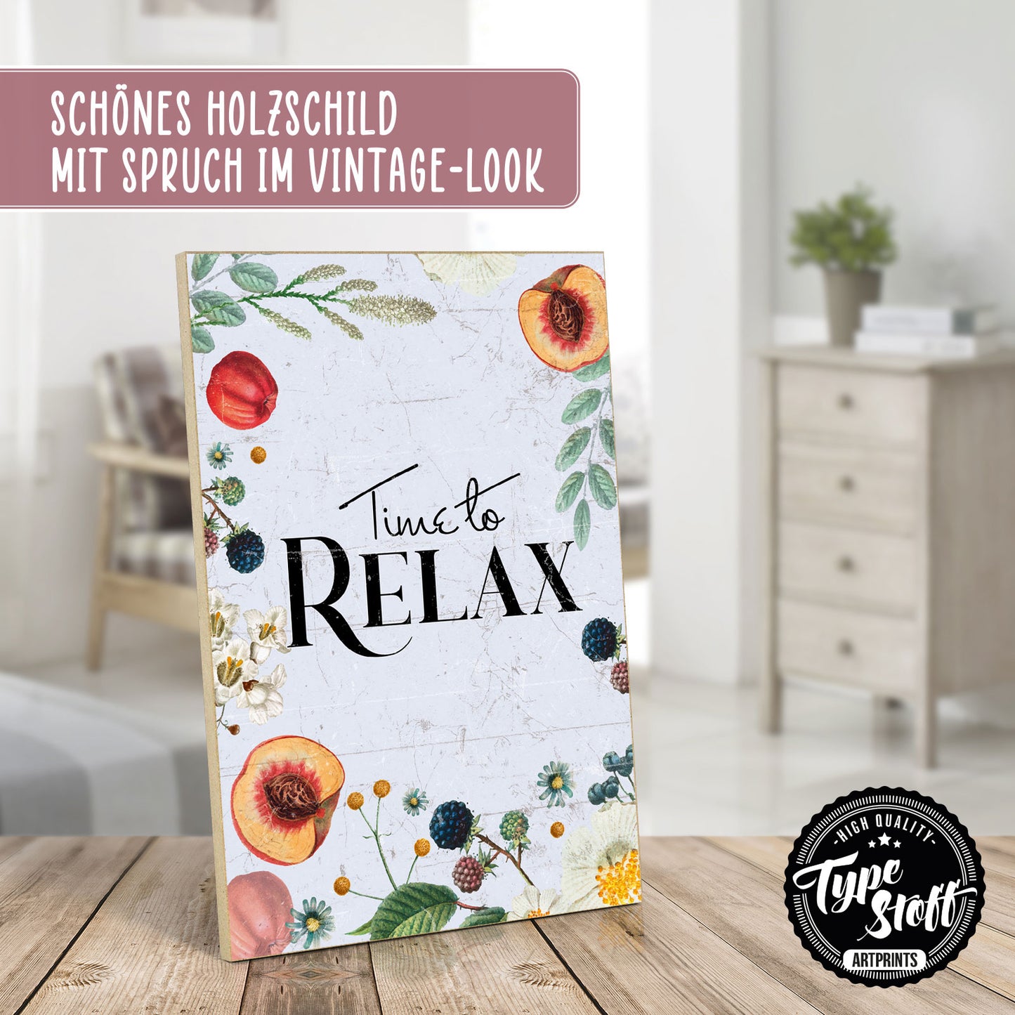 Holzschild mit Spruch - Hygge - Time to relax – HS-GH-01052