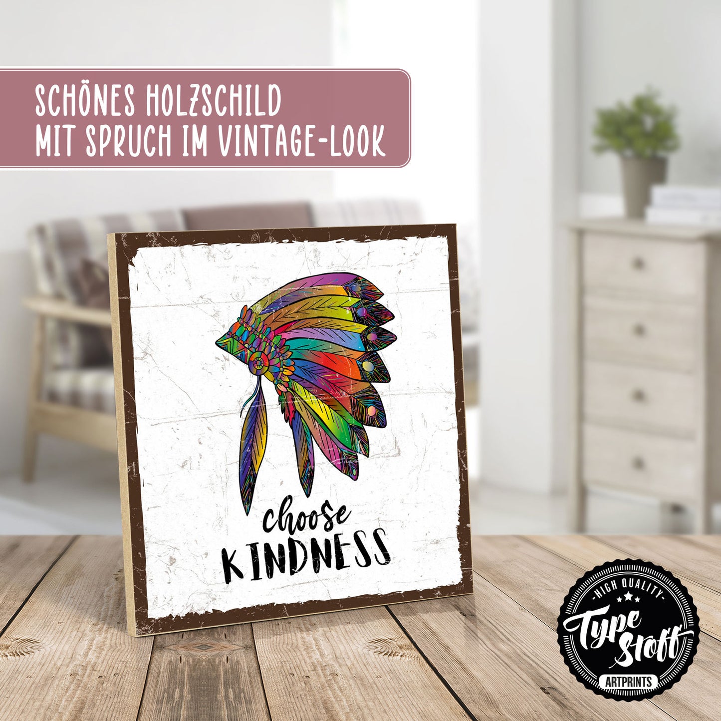 Holzschild mit Spruch - Hygge - chose kindness – HS-QN-01177