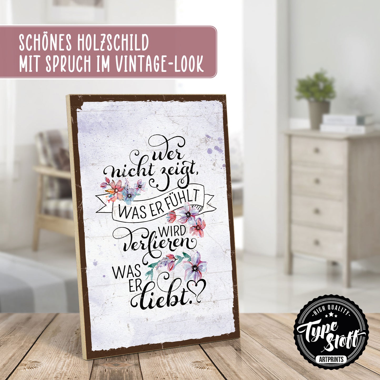 Holzschild mit Spruch - Hygge - Zeige was du fühlst - HS-GH-01200