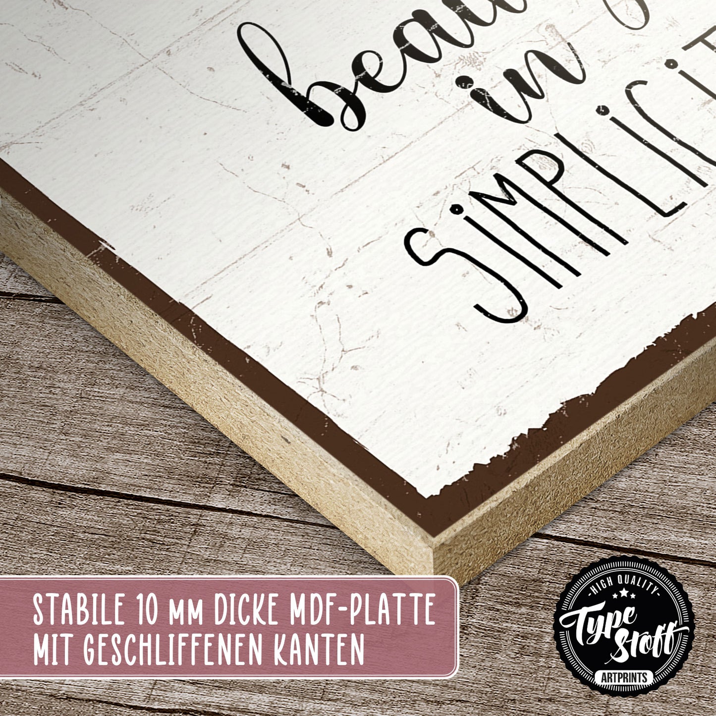 Holzschild mit Spruch - Hygge - Beauty in simplicity – HS-GH-01214