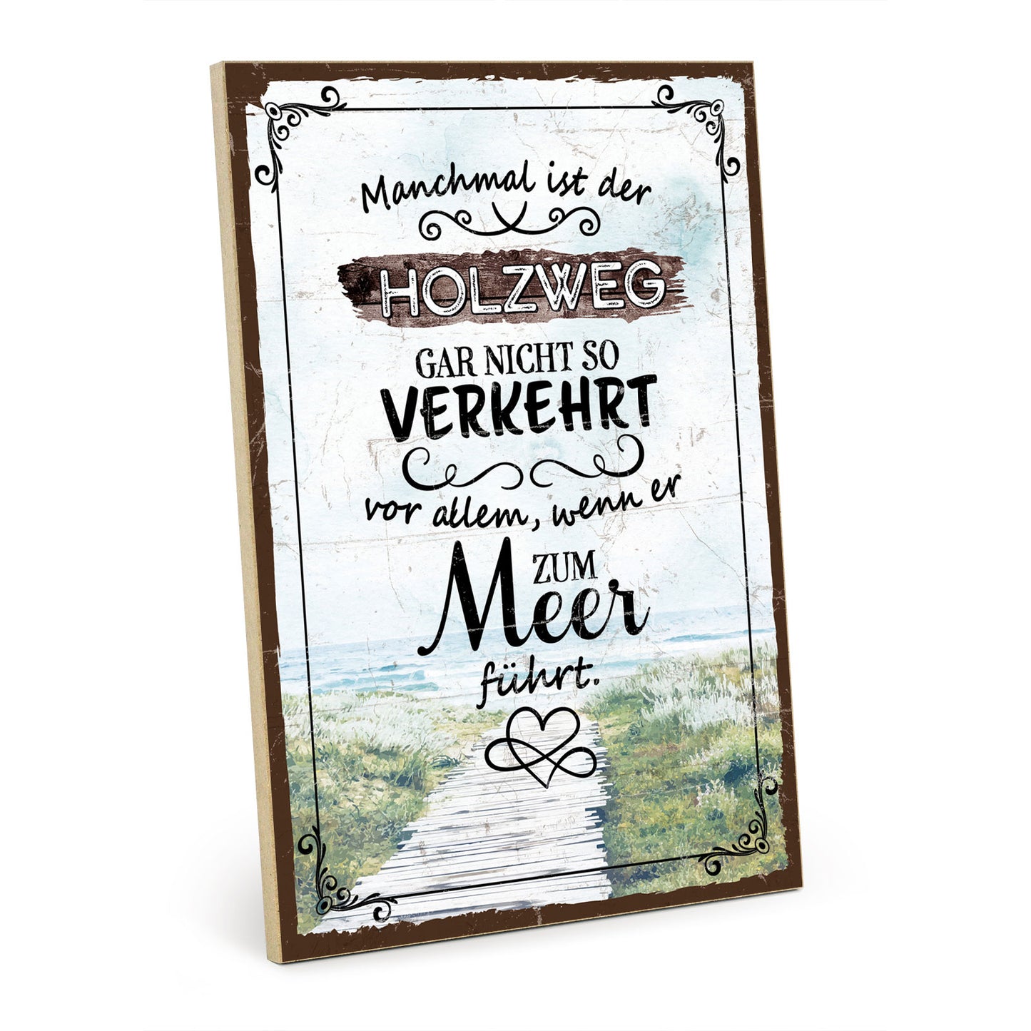 Holzschild mit Spruch - Holzweg zum Strand – HS-GH-01229