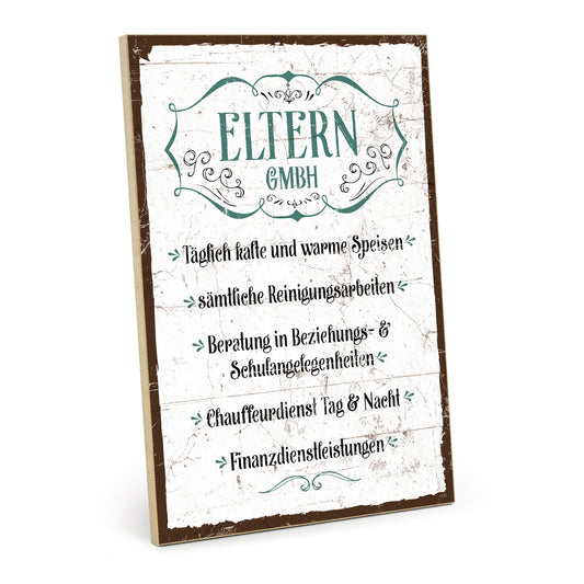 Holzschild mit Spruch - Eltern GmbH - HS-GH-01409