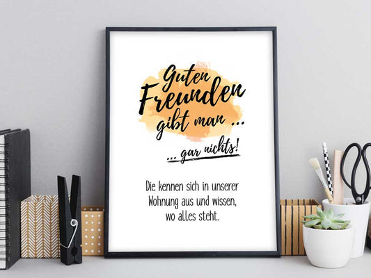 Kunstdruck mit Spruch - Freunde kennen sich aus - KD-00102-M/L